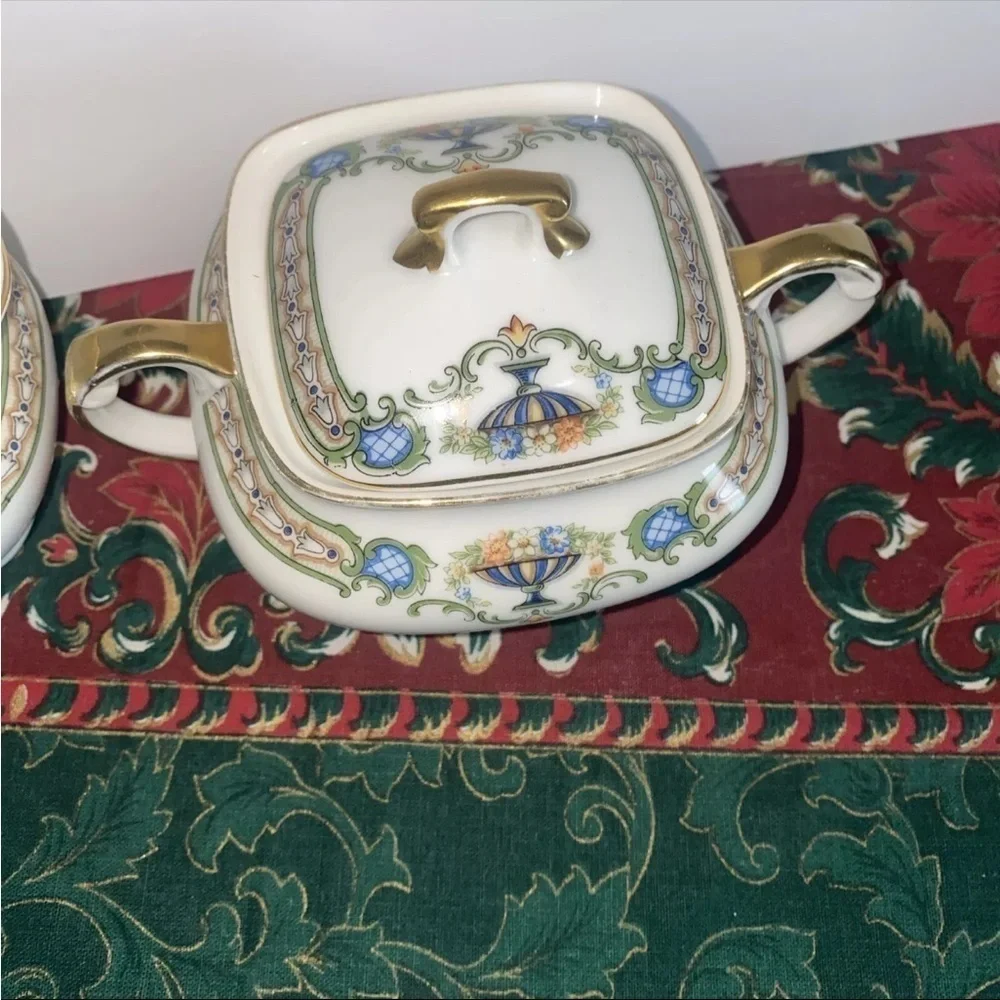 ART DECO CREAMER & SUGAR BOWL/LID, ‎ PAUL MULLER, SELB, BAVARIA, 